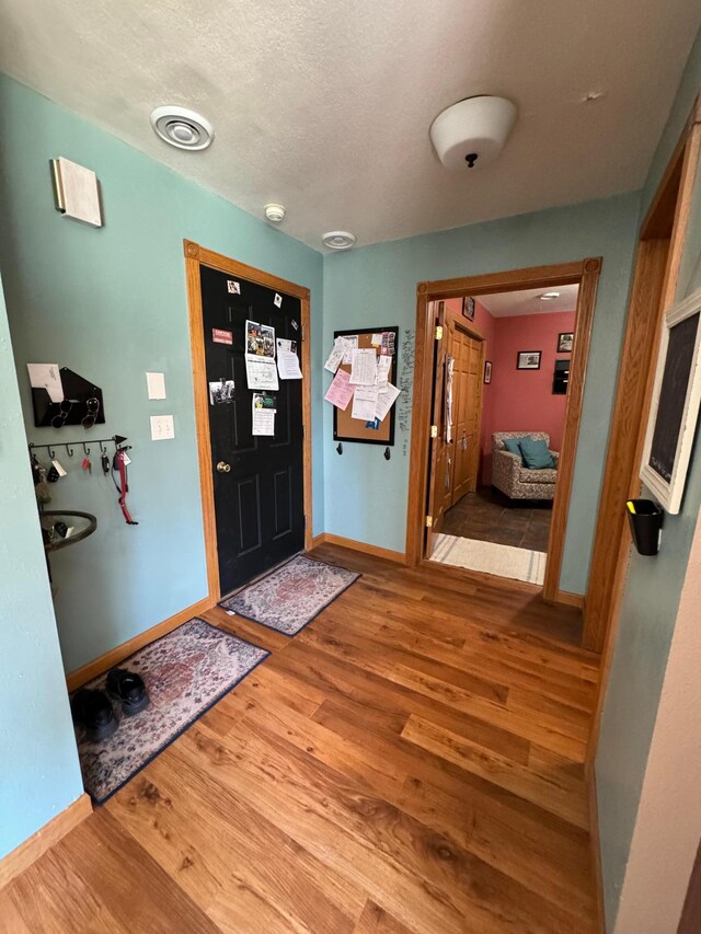 310 7th St SW, Roseau, MN 56751 - entrance foyer with a textured ceiling, wood finished floors, and baseboards