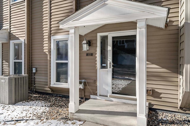 property entrance with central air condition unit