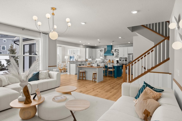 living room featuring light wood-type flooring