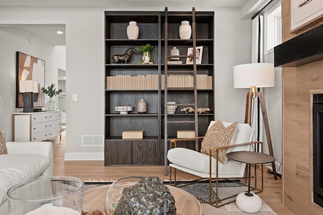 living room with hardwood / wood-style floors