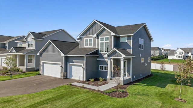 view of front facade with a front lawn and a garage