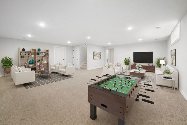 10142 Arrowwood Trl, Woodbury, MN 55129 - recreation room featuring carpet, recessed lighting, and baseboards