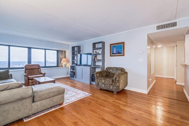 living room featuring light wood-type flooring