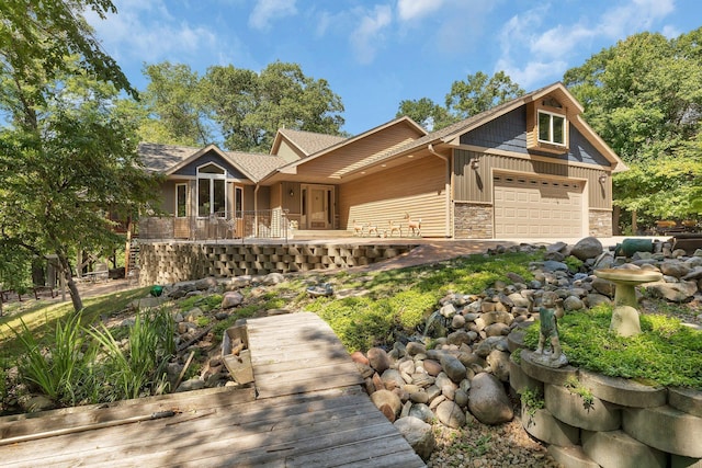 craftsman inspired home featuring a garage