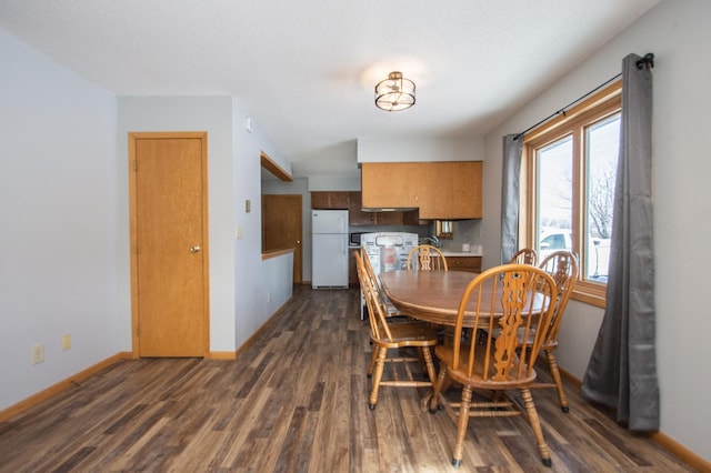 dining area featuring dark hardwood / wood-style flooring