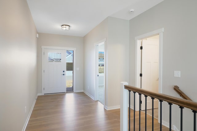 entrance foyer with light hardwood / wood-style flooring