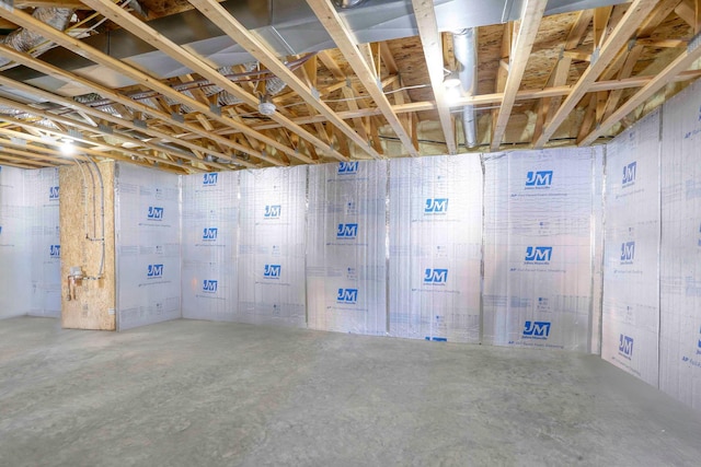 view of unfinished basement