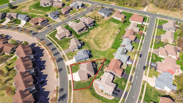 drone / aerial view with a residential view