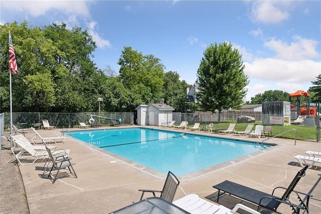 view of pool featuring a patio area