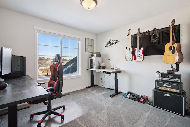 view of carpeted home office