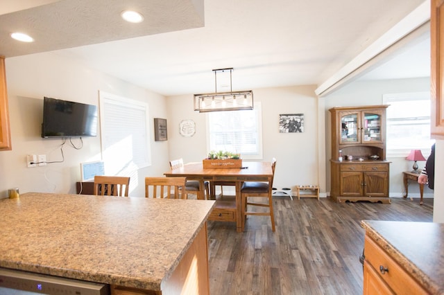 interior space with dark wood-type flooring