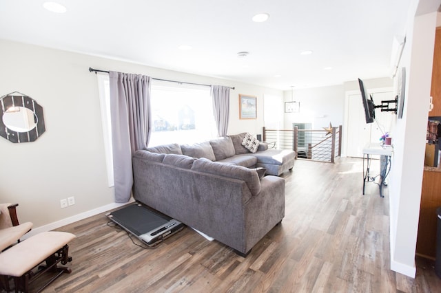 living room with hardwood / wood-style floors