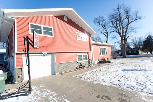 exterior space featuring a garage