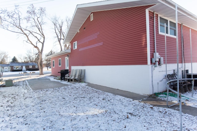 view of snowy exterior