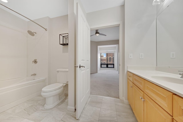 500 Grant St Unit 204, Minneapolis, MN 55404 - bathroom with vanity, shower / washtub combination, ceiling fan, and marble finish floors