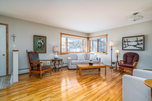 living room with light hardwood / wood-style floors