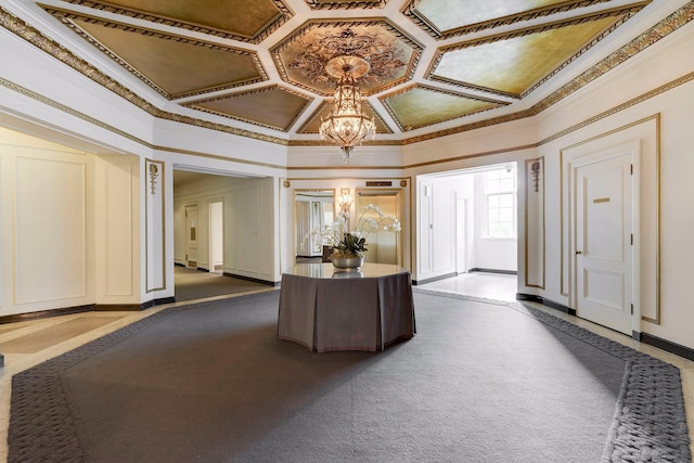 510 Groveland Ave Unit 502, Minneapolis, MN 55403 - building lobby with crown molding, coffered ceiling, and a decorative wall
