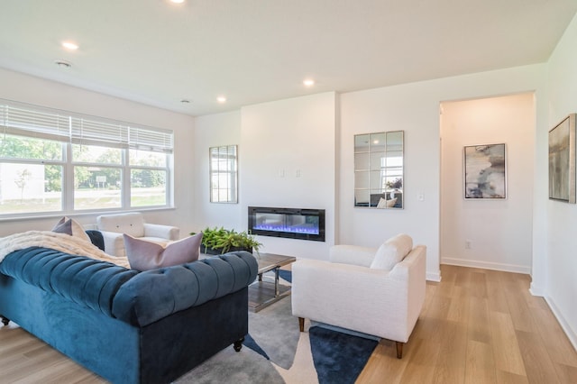 living room featuring light wood-type flooring