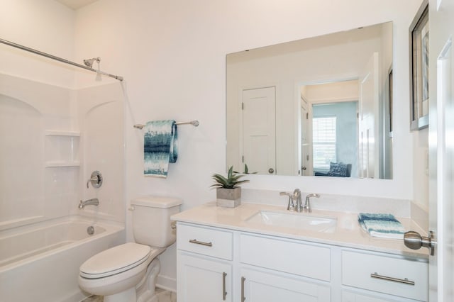 full bathroom with shower / bath combination, toilet, and vanity