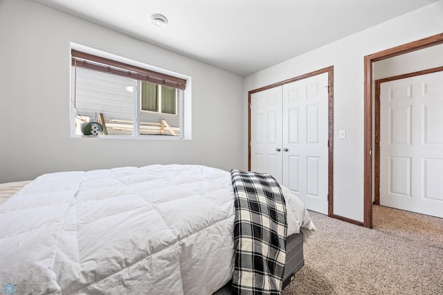 bedroom featuring a closet and carpet floors