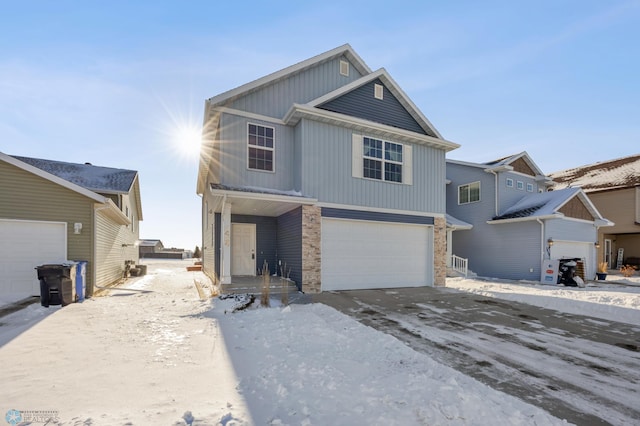 view of front property with a garage