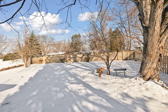 view of yard covered in snow