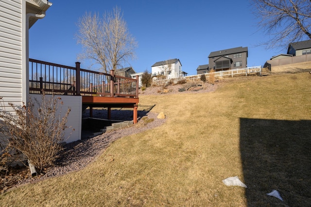 view of yard featuring a deck