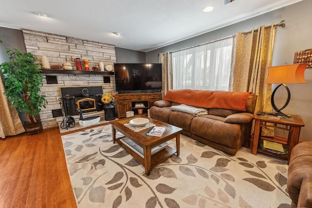 living area with wood finished floors