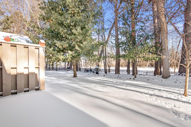 view of yard covered in snow