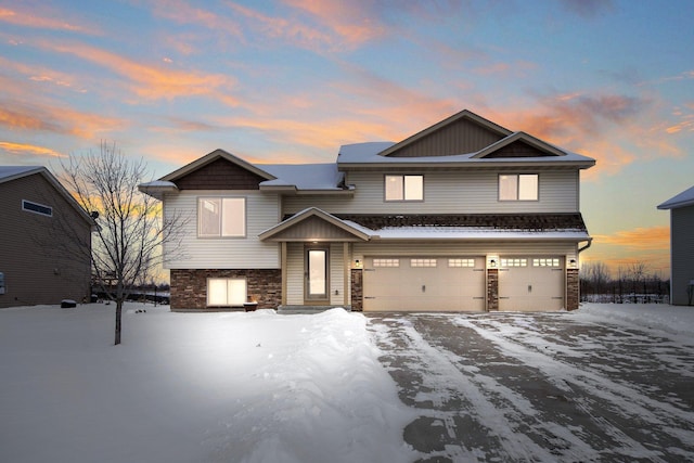 view of front of home with a garage