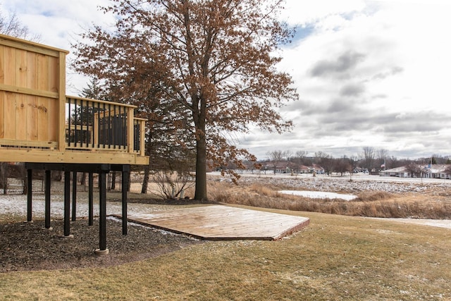 view of yard featuring a wooden deck