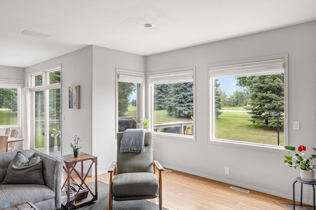 living area featuring light hardwood / wood-style flooring