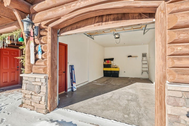 garage with a garage door opener