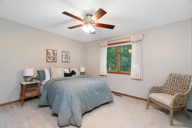 bedroom with carpet flooring and ceiling fan