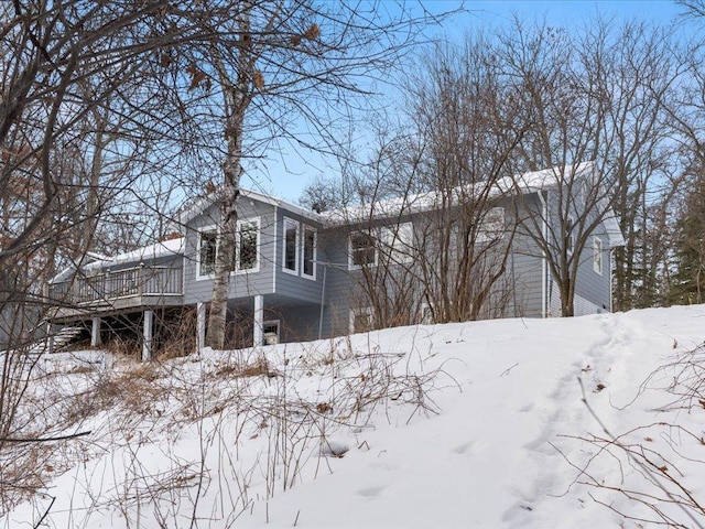 view of snow covered property