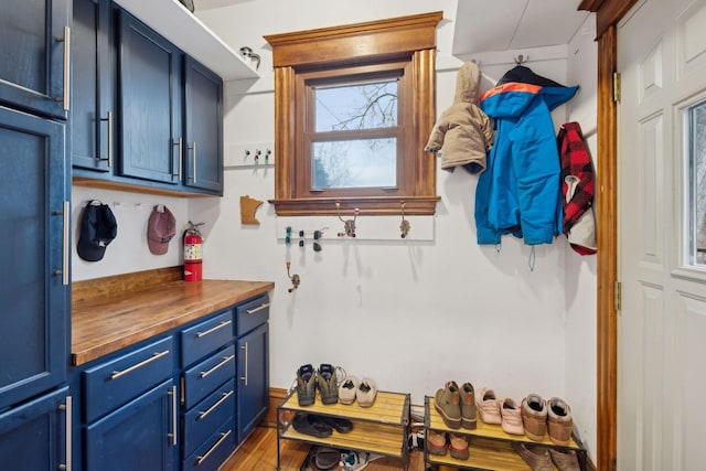 interior space with hardwood / wood-style floors