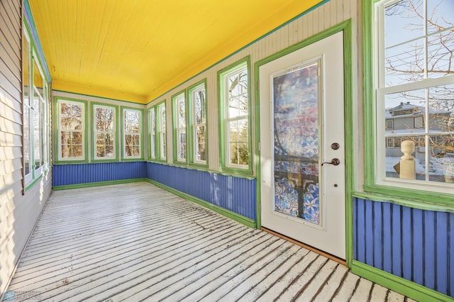 view of unfurnished sunroom