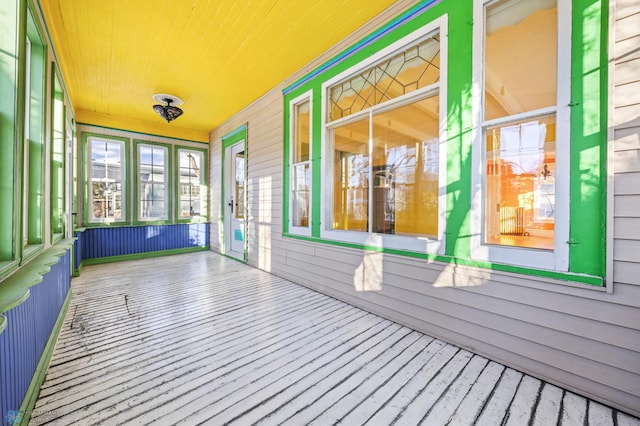 view of unfurnished sunroom