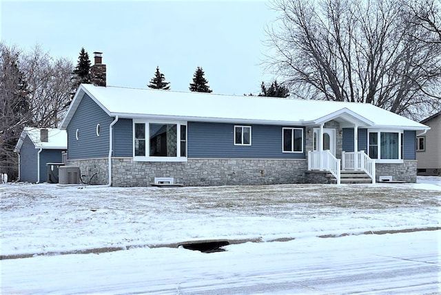 view of front of home with central AC