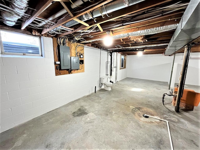 basement featuring electric panel