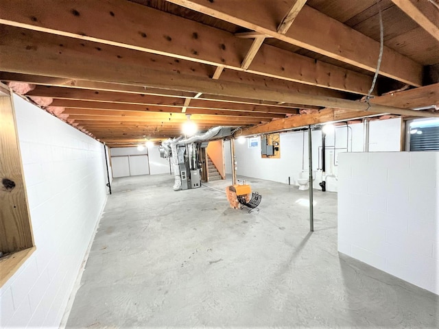 basement with heating unit