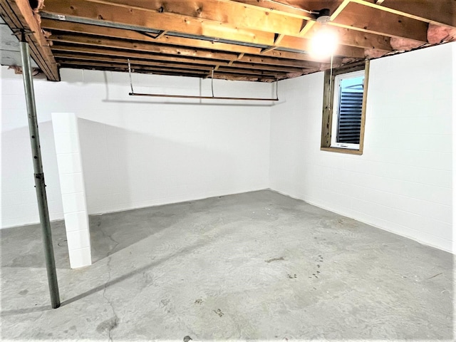 view of unfinished below grade area