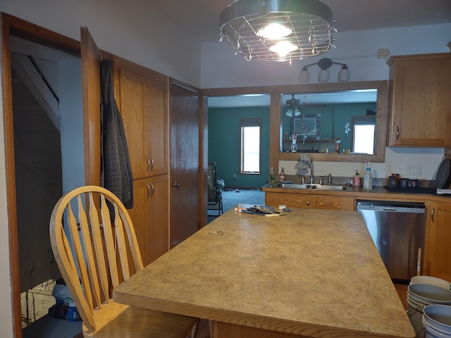 kitchen featuring dishwashing machine and sink