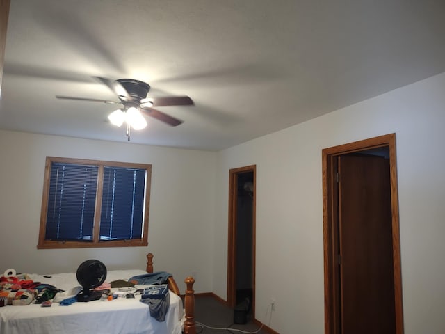 bedroom featuring ceiling fan