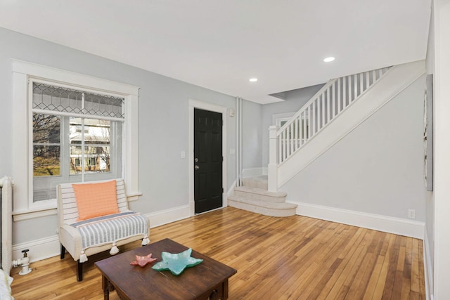 interior space with hardwood / wood-style floors