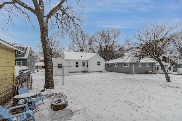 view of snow covered property