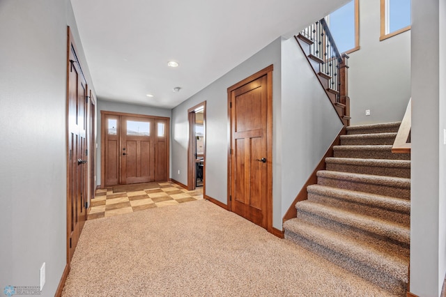 view of carpeted entryway