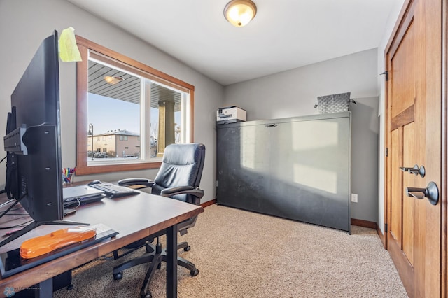 view of carpeted home office