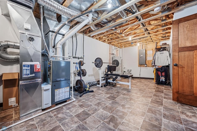 workout room featuring electric panel