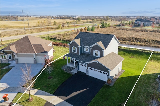 aerial view with a rural view